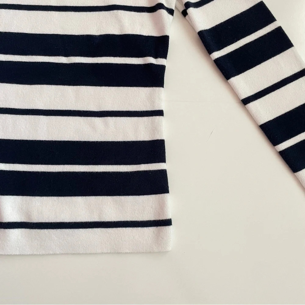 Tommy Hilfiger Stripe Cotton Sweater Navy White Size S Fall Winter Sailor - Picture 7 of 13